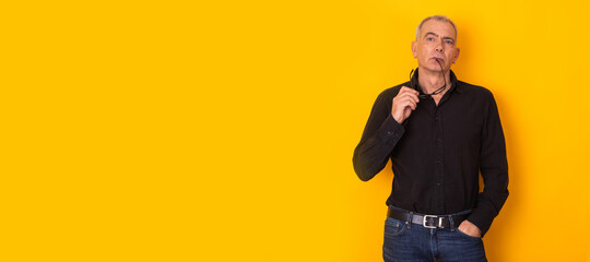 adult man isolated on color background