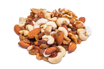 assorted nuts isolated on white
