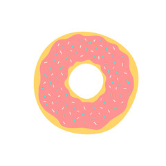 Drawing glazed donut isolated on white background, top view. Donuts pattern seamless pattern. Template for design.
