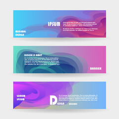 Set of abstract vector banners design. Collection of web banner template. modern template design for web, ads, flyer, poster with 3 different colors
