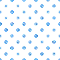 Abstract fashion grunge polka dots background. White seamless pattern with blue textured circles. Template design for invitation, poster, card, flyer, banner, textile, fabric. Halftone card.