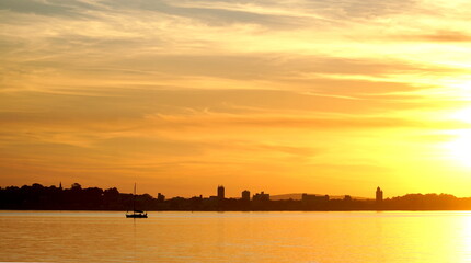 Fototapeta na wymiar Porto Alegre, Brazil - Sunset at Lake Guaiba, in the Tristeza neighborhood