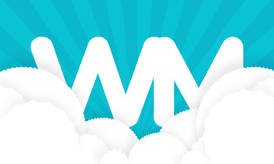 Sky Clouds logotype monogram alphabet characters blue background