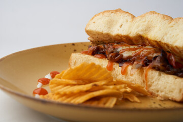 isolated patties with fries