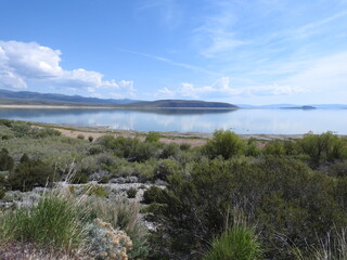Beautiful view of Mono Lake nestled within the Eastern Sierra Nevada Mountains, California.	