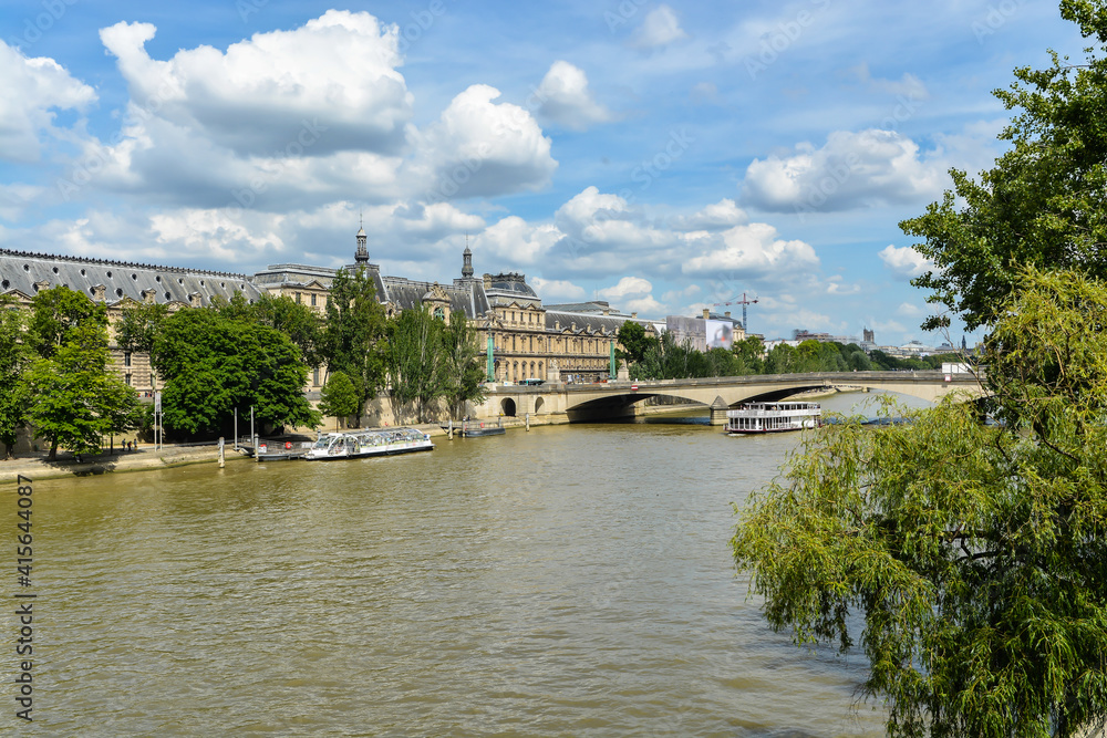 Wall mural summer paris, embankment of the seine.