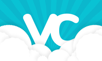 Sky Clouds logotype monogram alphabet characters blue background