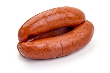 BBQ pork sausages, isolated on white background