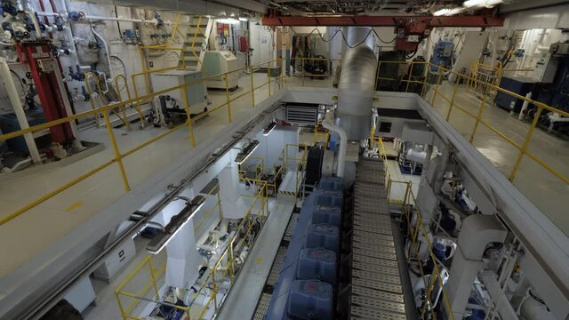  Engine room of small ship