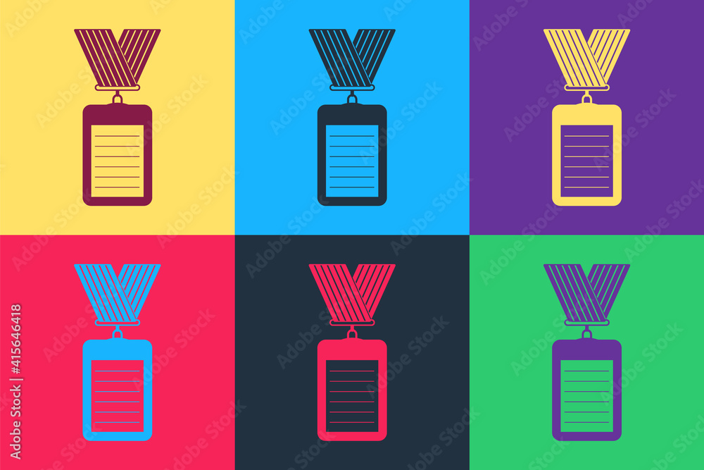 Poster pop art identification badge icon isolated on color background. identification card. it can be used 
