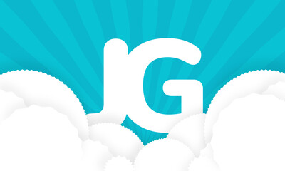 Sky Clouds logotype monogram alphabet characters blue background