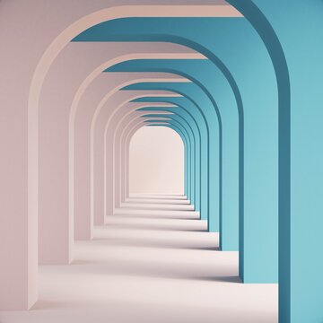 Pastel color  Geometric shapes abstract background. Monochrome decorative elements backdrop.  3d rendering.