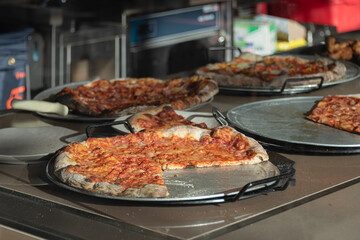 Pizza on a tray ready to eat it...!