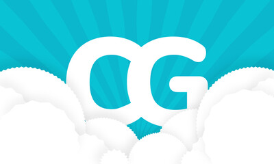 Sky Clouds logotype monogram alphabet characters blue background