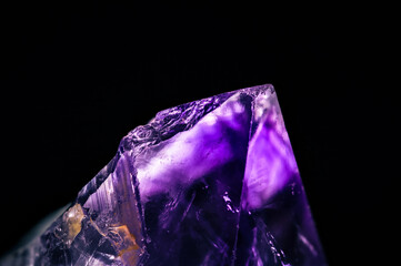 Amethyst rough crystal black background