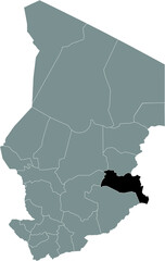 Black location map of Chadian Sila region inside gray map of Chad