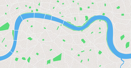 Vector color map of London. United Kingdom. Blank urban plan of London. Vector.