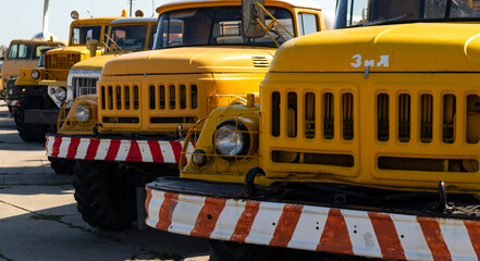 old technical support cars at the airport.