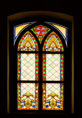 stained glass window in an old building.