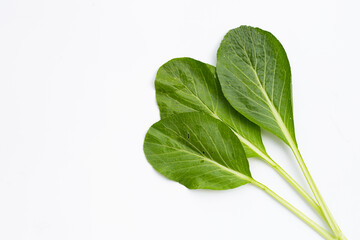 Choy Sum on white background. Organic vegetable