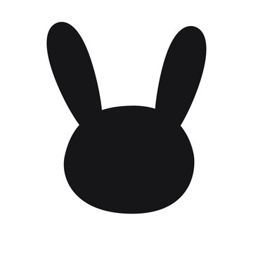 Vector flat doodle rabbit bunny face silhouette isolated on white background