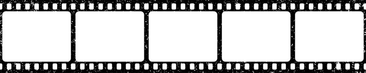 Grunge film strips collection. Old retro cinema movie strip. Video recording. Vector illustration. - obrazy, fototapety, plakaty