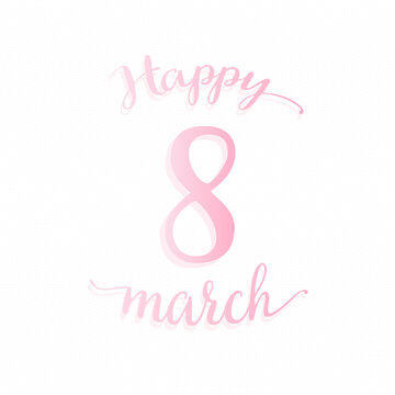 Minimalistic greeting card with 8 March. Vector illustration of International Women's Day, easy to edit. 