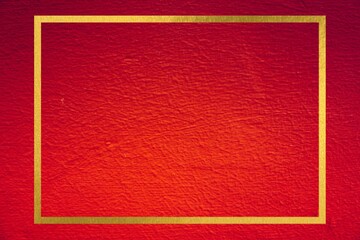 Fototapeta premium Elegant golden frame banner with red background, Luxury floral background in vintage style