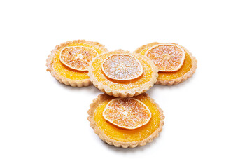 Fototapeta na wymiar Traditional french lemon tart, top view