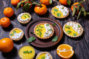 Traditional french lemon tart, top view