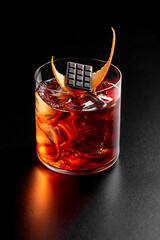 alcoholic cocktail with ice and chocolate