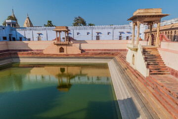 Pond at Rangaji temple in Vrindavan, Uttar Pradesh state, India