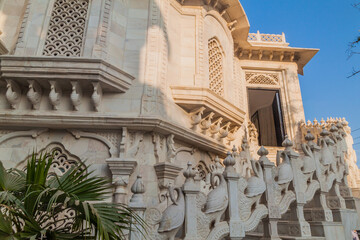 Stairway of Krishna Balaram Mandir temple (Temple of ISKCON organisation) in Vrindavan, Uttar Pradesh state, India