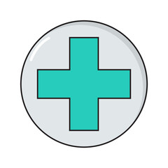Cross simple medical icon in trendy line style isolated on white background for web apps and mobile concept. Vector Illustration