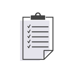 Vector document icon. Document verification symbol on white isolated background.