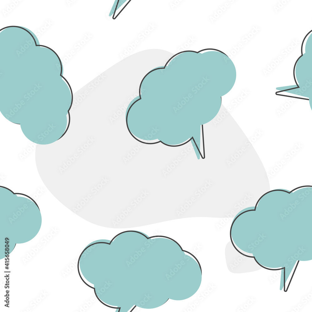 Aufkleber vector icon cloud conversation. cloud of speech cartoon style on seamless pattern on a white backgro