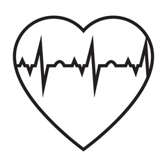 Heart cardiogram simple medical icon in trendy line style isolated on white background for web apps and mobile concept. Vector Illustration