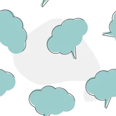 Tuinposter Vector icon cloud conversation. Cloud of speech cartoon style on seamless pattern on a white background. Layers grouped for easy editing illustration. For your design © oksanaoo