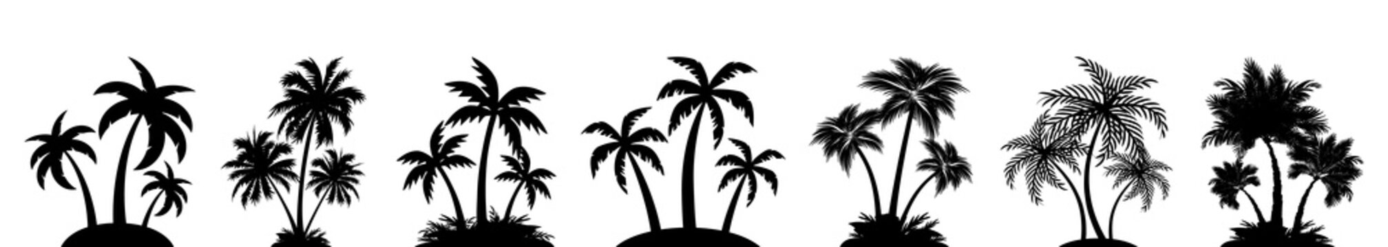 Set Palm Tree Silhouettes Sign, Palm Collection – Vector