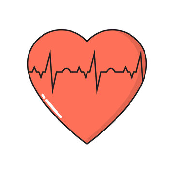 Heart cardiogram simple medical icon in trendy line style isolated on white background for web apps and mobile concept. Vector Illustration