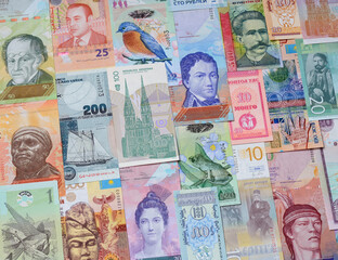 Paper Money of the different countries.