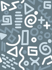 Abstraction geomtric pattern in organic oval line shapes. In chaotic composition in grey color