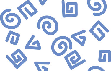 Organic spiral and oval forms pattern. Hand draw shapes in chaotic composition with white background.