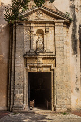 Fototapeta na wymiar Portal of Mercedes church in Santo Domingo, capital of Dominican Republic.