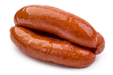 Smoked German Sausages, isolated on white background