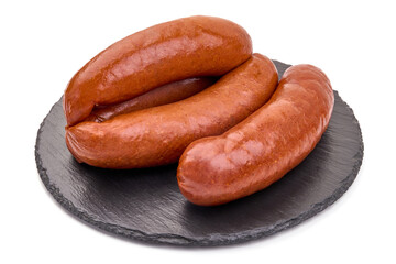 BBQ pork sausages, isolated on white background