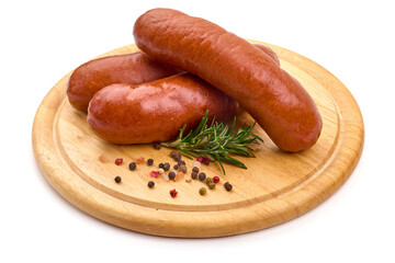 BBQ pork sausages, isolated on white background