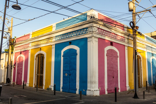 Colorful buildings in the center of Puerto Plata, Dominican Republic