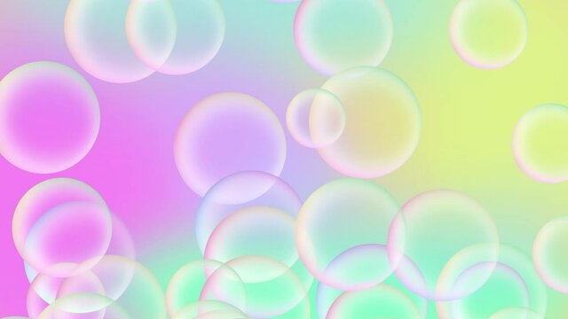 Animation of colorful soap bubbles flying up. Abstract floating shampoo or suds on gradient rainbow background. Looped live wallpaper. animated stock footage