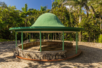 Gazebo in the Botanical gardens at the Pico Isabel de Torres mountain above Puerto Plata, Dominican...